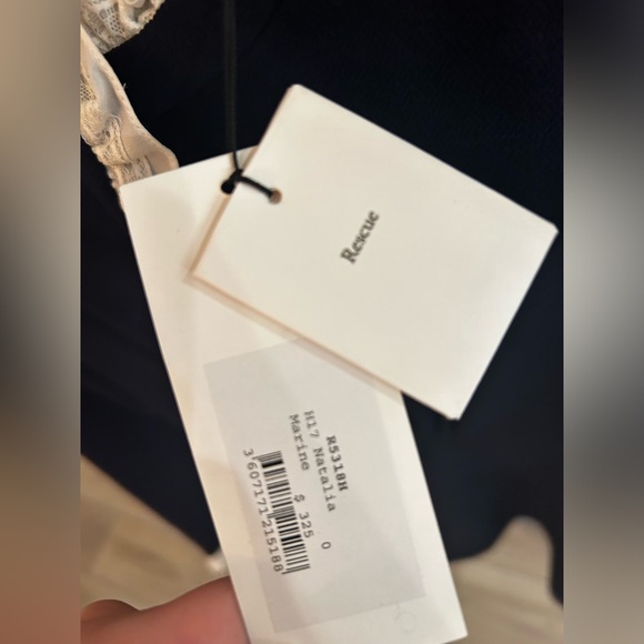 Sandro Natalia Ruffle Trim Dress in Navy - Picture 7 of 8